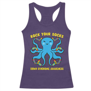 World Down Syndrome Day Racerback Tank Top Octopus Rock Your Sock Support 321 TS10 Purple Print Your Wear