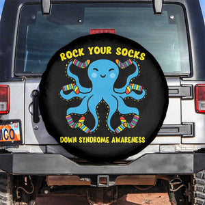World Down Syndrome Day Spare Tire Cover Octopus Rock Your Sock Support 321 TS10 No hole Black Print Your Wear