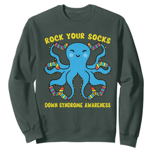 World Down Syndrome Day Sweatshirt Octopus Rock Your Sock Support 321 TS10 Dark Forest Green Print Your Wear