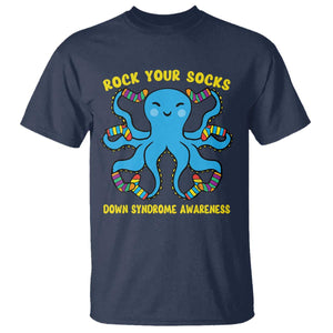 World Down Syndrome Day T Shirt Octopus Rock Your Sock Support 321 TS10 Navy Print Your Wear