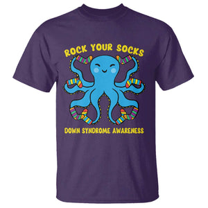 World Down Syndrome Day T Shirt Octopus Rock Your Sock Support 321 TS10 Purple Print Your Wear