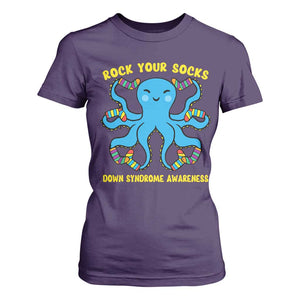 World Down Syndrome Day T Shirt For Women Octopus Rock Your Sock Support 321 TS10 Purple Print Your Wear