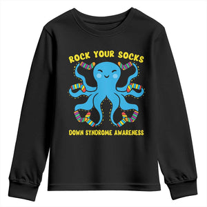 World Down Syndrome Day Youth Sweatshirt Octopus Rock Your Sock Support 321 TS10 Black Print Your Wear