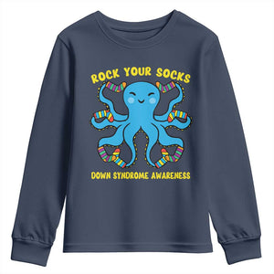 World Down Syndrome Day Youth Sweatshirt Octopus Rock Your Sock Support 321 TS10 Navy Print Your Wear