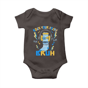 World Down Syndrome Day Baby Onesie Rock Your Sock Bruh Support 321 TS10 Dark Chocolate Print Your Wear