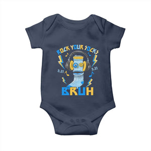 World Down Syndrome Day Baby Onesie Rock Your Sock Bruh Support 321 TS10 Navy Print Your Wear