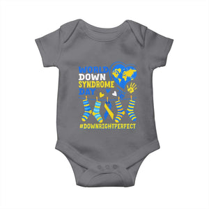 World Down Syndrome Day Baby Onesie Blue Yellow Ribbon Down Right Perfect Awareness Support TS10 Charcoal Print Your Wear