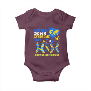 World Down Syndrome Day Baby Onesie Blue Yellow Ribbon Down Right Perfect Awareness Support TS10 Maroon Print Your Wear