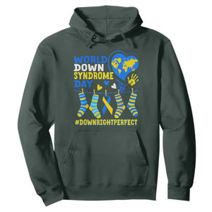 World Down Syndrome Day Hoodie Blue Yellow Ribbon Down Right Perfect Awareness Support TS10 Dark Forest Green Print Your Wear