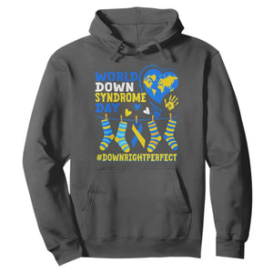 World Down Syndrome Day Hoodie Blue Yellow Ribbon Down Right Perfect Awareness Support TS10 Dark Heather Print Your Wear