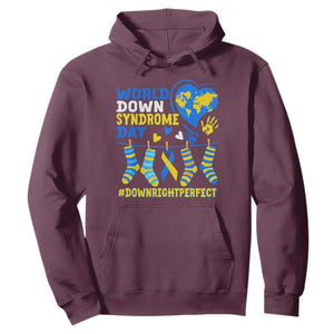 World Down Syndrome Day Hoodie Blue Yellow Ribbon Down Right Perfect Awareness Support TS10 Maroon Print Your Wear