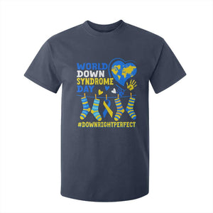 World Down Syndrome Day T Shirt For Kid Blue Yellow Ribbon Down Right Perfect Awareness Support TS10 Navy Print Your Wear