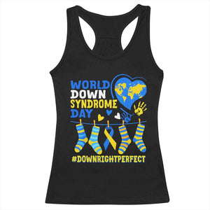 World Down Syndrome Day Racerback Tank Top Blue Yellow Ribbon Down Right Perfect Awareness Support TS10 Black Print Your Wear