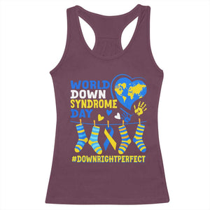 World Down Syndrome Day Racerback Tank Top Blue Yellow Ribbon Down Right Perfect Awareness Support TS10 Maroon Print Your Wear
