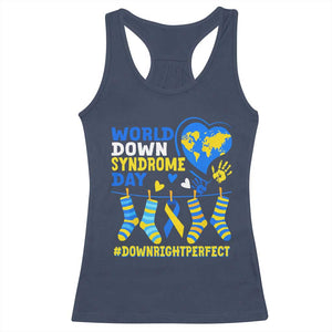 World Down Syndrome Day Racerback Tank Top Blue Yellow Ribbon Down Right Perfect Awareness Support TS10 Navy Print Your Wear