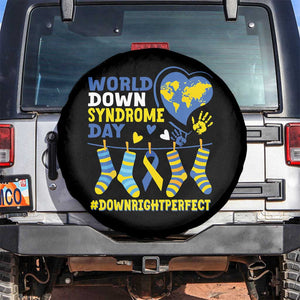 World Down Syndrome Day Spare Tire Cover Blue Yellow Ribbon Down Right Perfect Awareness Support TS10 No hole Black Print Your Wear