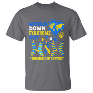 World Down Syndrome Day T Shirt Blue Yellow Ribbon Down Right Perfect Awareness Support TS10 Charcoal Print Your Wear
