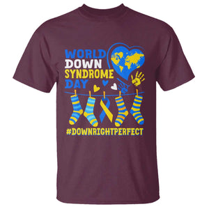 World Down Syndrome Day T Shirt Blue Yellow Ribbon Down Right Perfect Awareness Support TS10 Maroon Print Your Wear