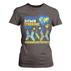 World Down Syndrome Day T Shirt For Women Blue Yellow Ribbon Down Right Perfect Awareness Support TS10 Dark Chocolate Print Your Wear