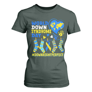 World Down Syndrome Day T Shirt For Women Blue Yellow Ribbon Down Right Perfect Awareness Support TS10 Dark Forest Green Print Your Wear