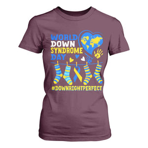 World Down Syndrome Day T Shirt For Women Blue Yellow Ribbon Down Right Perfect Awareness Support TS10 Maroon Print Your Wear