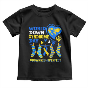 World Down Syndrome Day Toddler T Shirt Blue Yellow Ribbon Down Right Perfect Awareness Support TS10 Black Print Your Wear