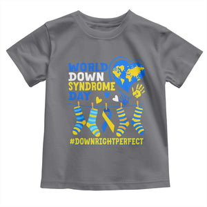 World Down Syndrome Day Toddler T Shirt Blue Yellow Ribbon Down Right Perfect Awareness Support TS10 Charcoal Print Your Wear