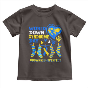 World Down Syndrome Day Toddler T Shirt Blue Yellow Ribbon Down Right Perfect Awareness Support TS10 Dark Chocolate Print Your Wear