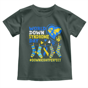World Down Syndrome Day Toddler T Shirt Blue Yellow Ribbon Down Right Perfect Awareness Support TS10 Dark Forest Green Print Your Wear