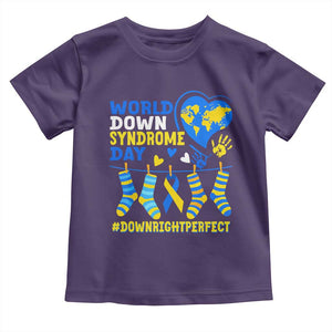 World Down Syndrome Day Toddler T Shirt Blue Yellow Ribbon Down Right Perfect Awareness Support TS10 Purple Print Your Wear