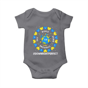 World Down Syndrome Day Baby Onesie 321 Awareness Support Blue Yellow Ribbon Down Right Perfect TS10 Charcoal Print Your Wear