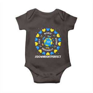 World Down Syndrome Day Baby Onesie 321 Awareness Support Blue Yellow Ribbon Down Right Perfect TS10 Dark Chocolate Print Your Wear