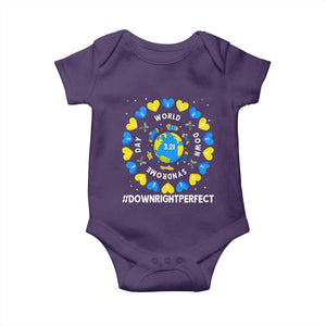 World Down Syndrome Day Baby Onesie 321 Awareness Support Blue Yellow Ribbon Down Right Perfect TS10 Purple Print Your Wear