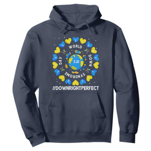 World Down Syndrome Day Hoodie 321 Awareness Support Blue Yellow Ribbon Down Right Perfect TS10 Navy Print Your Wear