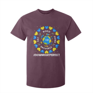 World Down Syndrome Day T Shirt For Kid 321 Awareness Support Blue Yellow Ribbon Down Right Perfect TS10 Maroon Print Your Wear