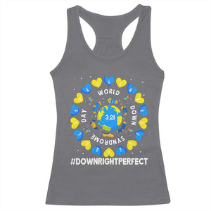 World Down Syndrome Day Racerback Tank Top 321 Awareness Support Blue Yellow Ribbon Down Right Perfect TS10 Charcoal Print Your Wear