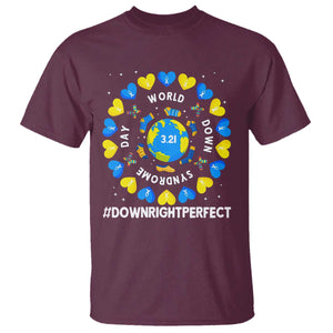 World Down Syndrome Day T Shirt 321 Awareness Support Blue Yellow Ribbon Down Right Perfect TS10 Maroon Print Your Wear