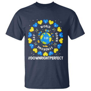 World Down Syndrome Day T Shirt 321 Awareness Support Blue Yellow Ribbon Down Right Perfect TS10 Navy Print Your Wear
