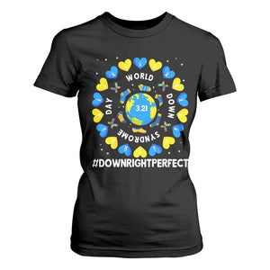 World Down Syndrome Day T Shirt For Women 321 Awareness Support Blue Yellow Ribbon Down Right Perfect TS10 Black Print Your Wear