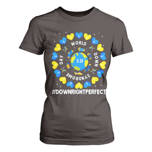 World Down Syndrome Day T Shirt For Women 321 Awareness Support Blue Yellow Ribbon Down Right Perfect TS10 Dark Chocolate Print Your Wear