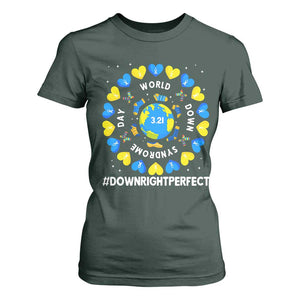 World Down Syndrome Day T Shirt For Women 321 Awareness Support Blue Yellow Ribbon Down Right Perfect TS10 Dark Forest Green Print Your Wear