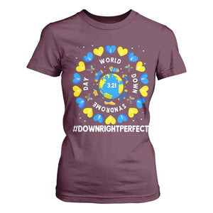 World Down Syndrome Day T Shirt For Women 321 Awareness Support Blue Yellow Ribbon Down Right Perfect TS10 Maroon Print Your Wear