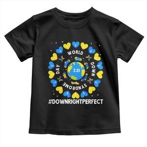 World Down Syndrome Day Toddler T Shirt 321 Awareness Support Blue Yellow Ribbon Down Right Perfect TS10 Black Print Your Wear
