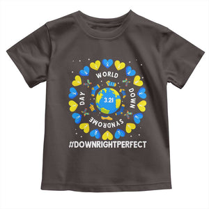 World Down Syndrome Day Toddler T Shirt 321 Awareness Support Blue Yellow Ribbon Down Right Perfect TS10 Dark Chocolate Print Your Wear