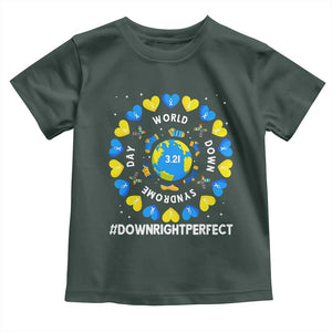 World Down Syndrome Day Toddler T Shirt 321 Awareness Support Blue Yellow Ribbon Down Right Perfect TS10 Dark Forest Green Print Your Wear