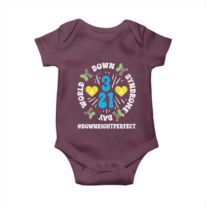 World Down Syndrome Day Baby Onesie 321 Awareness Support Blue Yellow Ribbon TS10 Maroon Print Your Wear