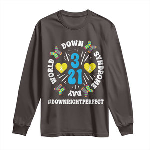 World Down Syndrome Day Long Sleeve Shirt 321 Awareness Support Blue Yellow Ribbon TS10 Dark Chocolate Print Your Wear