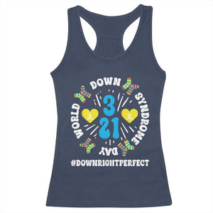 World Down Syndrome Day Racerback Tank Top 321 Awareness Support Blue Yellow Ribbon TS10 Navy Print Your Wear