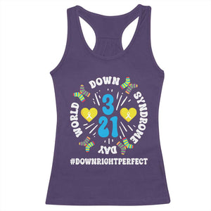 World Down Syndrome Day Racerback Tank Top 321 Awareness Support Blue Yellow Ribbon TS10 Purple Print Your Wear