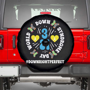 World Down Syndrome Day Spare Tire Cover 321 Awareness Support Blue Yellow Ribbon TS10 Black Print Your Wear